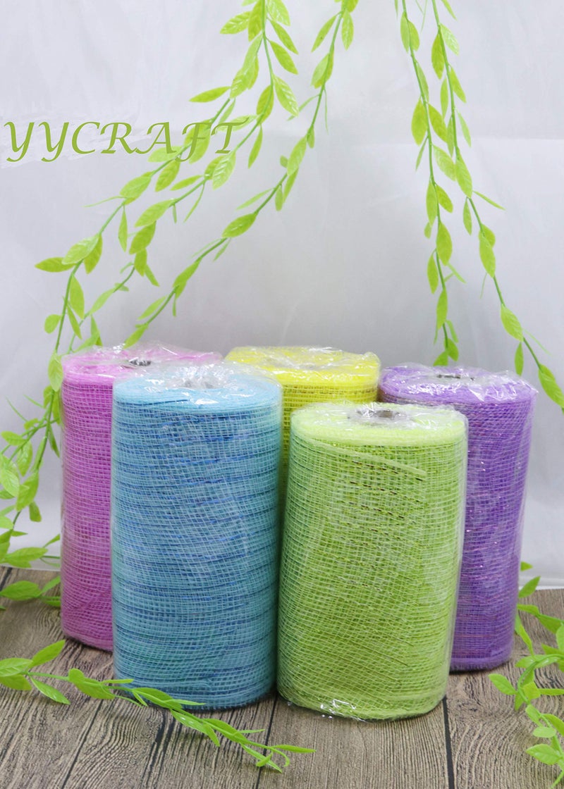 YYCRAFT 6 inch x 30 feet(10 Yards)-YYCRAFT Metallic Poly Mesh Ribbon for Easter Day Decoration/Wreath Making Craft(5 Pack) - Image 3